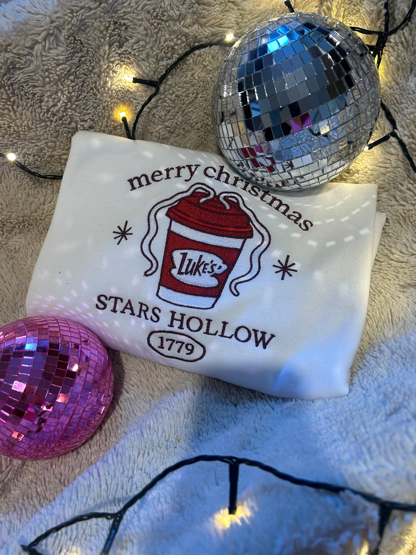 Sweat-shirt molletonné oversize – Merry Christmas Star Hollow – Coffee & Lights Style