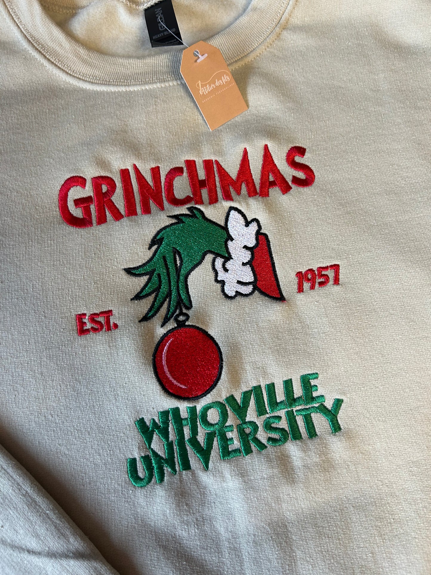 Sweat-shirt oversize – Main du Grinch avec boule Grinchmas Whoville