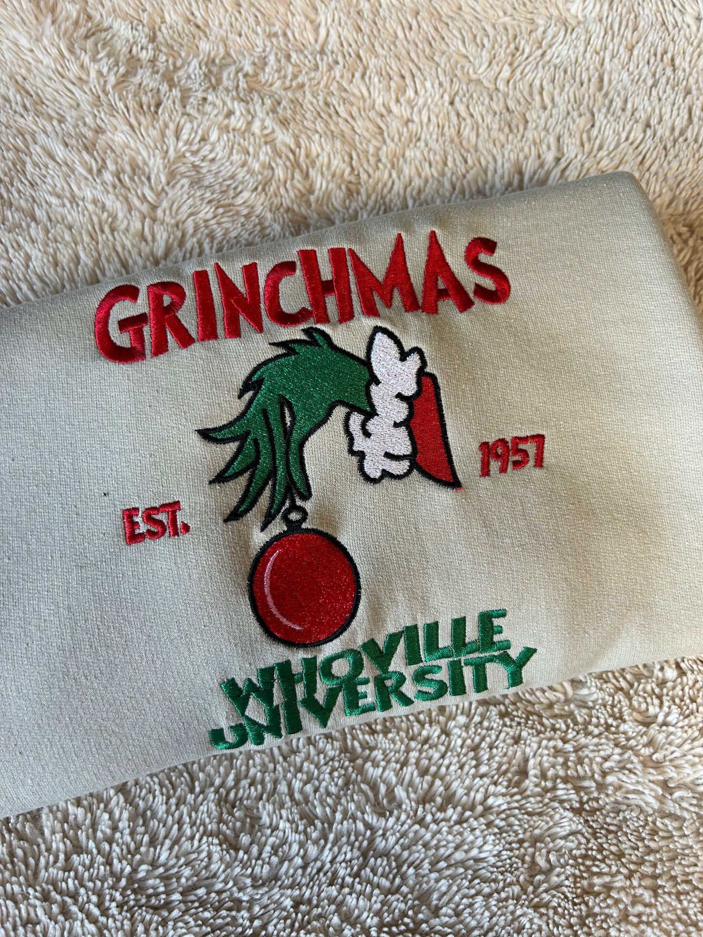 Sweat-shirt oversize – Main du Grinch avec boule Grinchmas Whoville